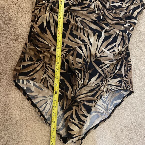 Lands End Womens Black Brown Beige Size Ten Draped Front  One Piece Swimsuit 18 - Picture 8 of 8